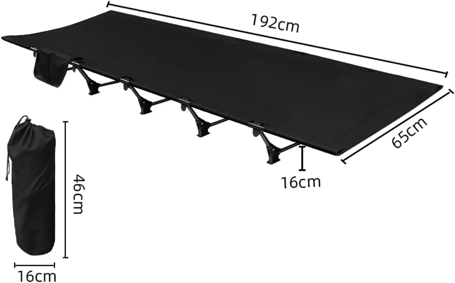 Lightweight Folding Tent Camping Cot Bed, Portable Compact for Outdoor Travel, Hiking, Mountaineering, Lightweight Backpacking,Easy Setup Portable Compact Folding Bed Black