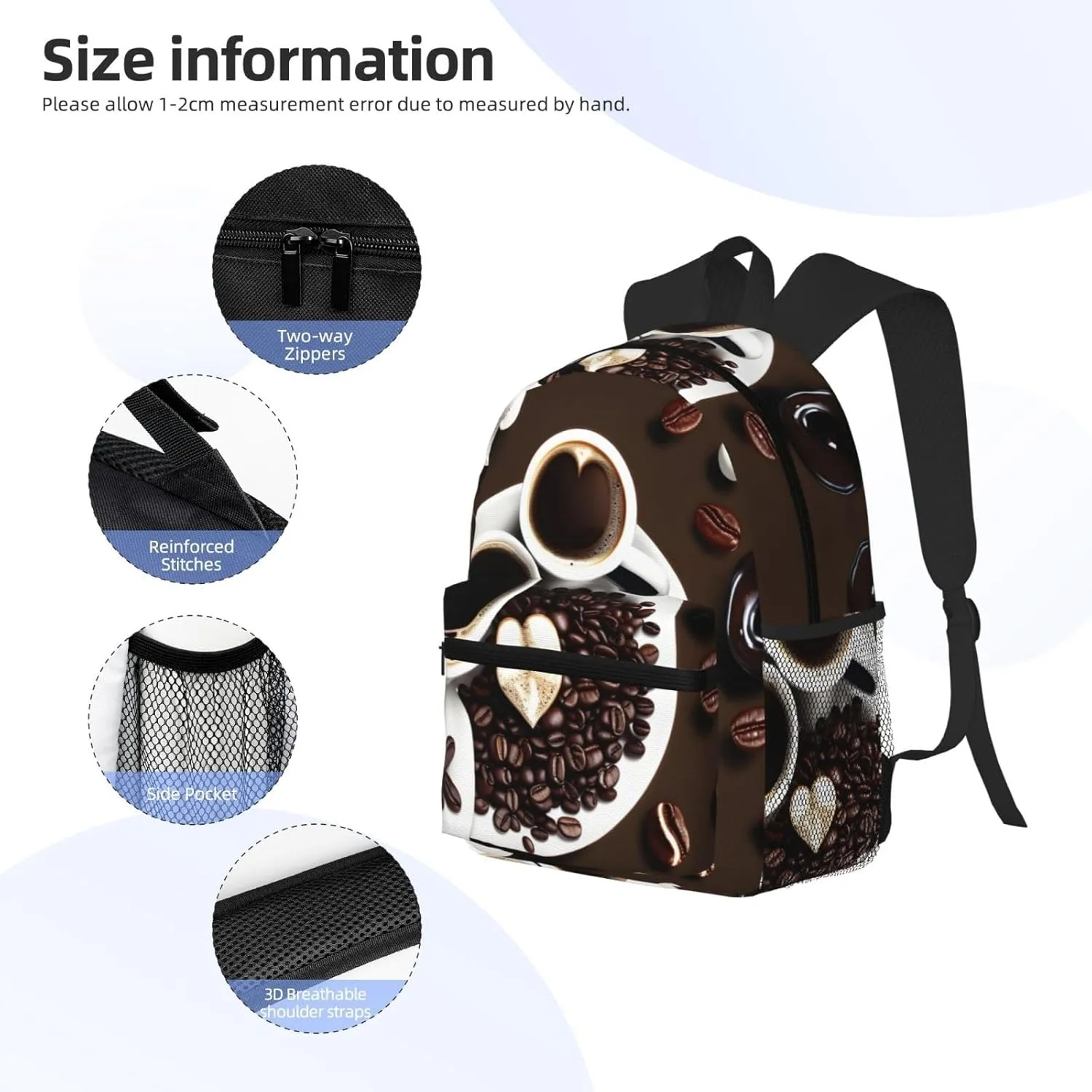 Lightweight Laptop Backpack,Casual Daypack Travel Backpack Bookbag Work Bag for Men and Women-coffee collage