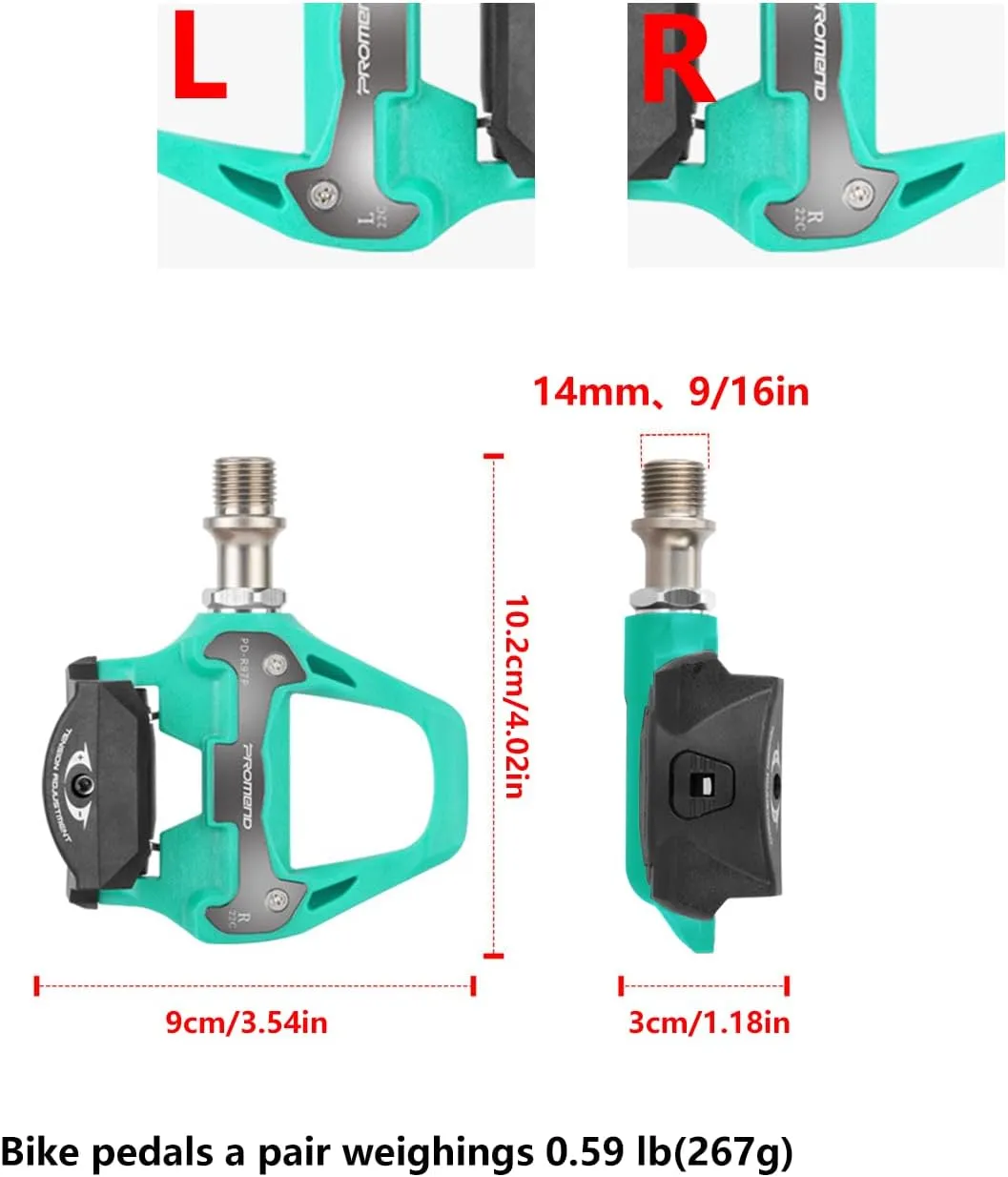 Lightweight Road Bike Pedals SPD-SL Compatible Clipless Cycling Pedals with Cleats | High-Performance Nylon | High-Performance Low-Profile Design for Road Cycling
