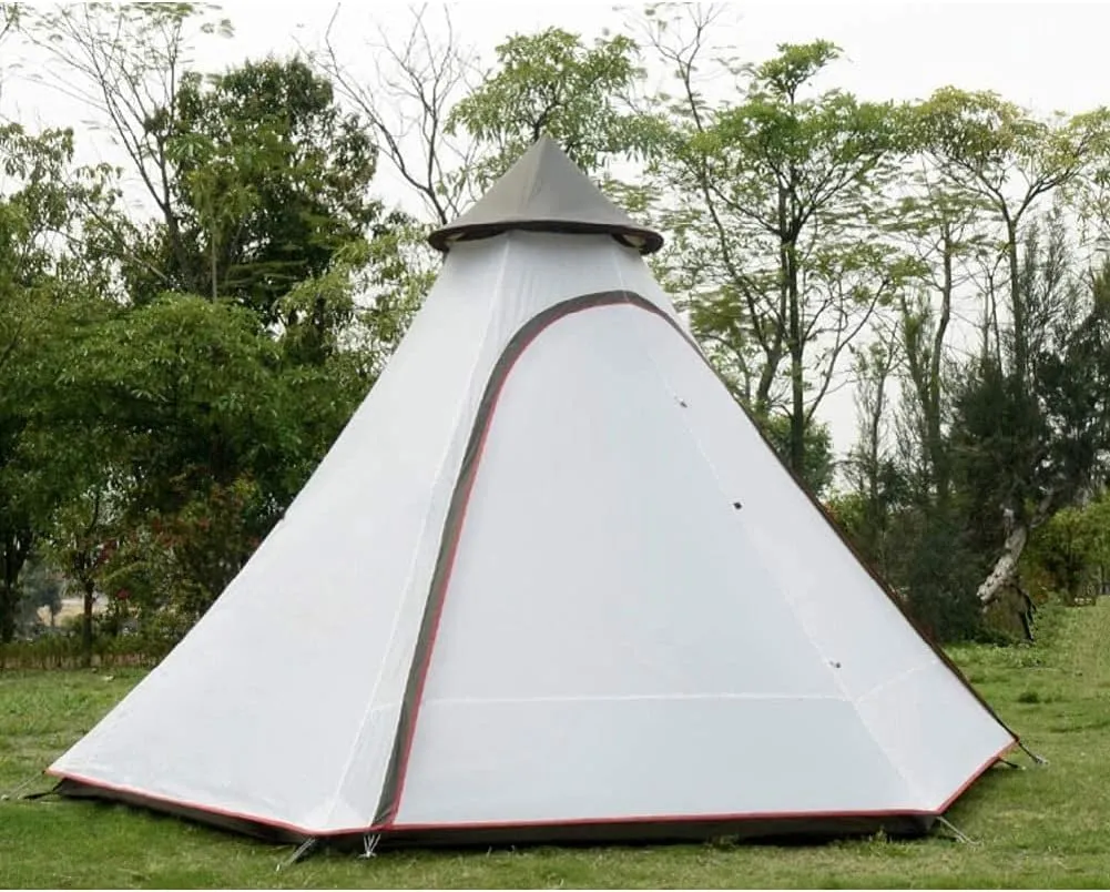Lightweight Teepee Camping Tent Pyramid Tent for Mountaineering Hiking Camping 5-8 Person Family Camping Teepee Tent