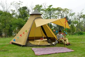 Lightweight Teepee Camping Tent Pyramid Tent for Mountaineering Hiking Camping 5-8 Person Family Camping Teepee Tent