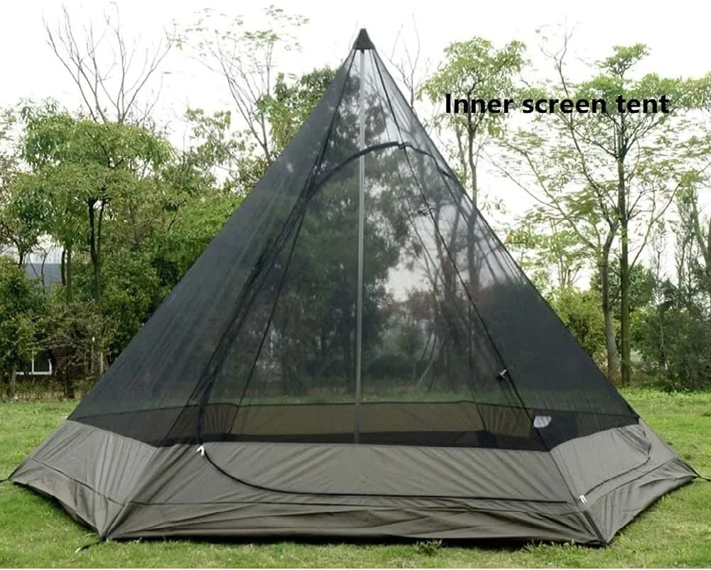 Lightweight Teepee Camping Tent Pyramid Tent for Mountaineering Hiking Camping 5-8 Person Family Camping Teepee Tent