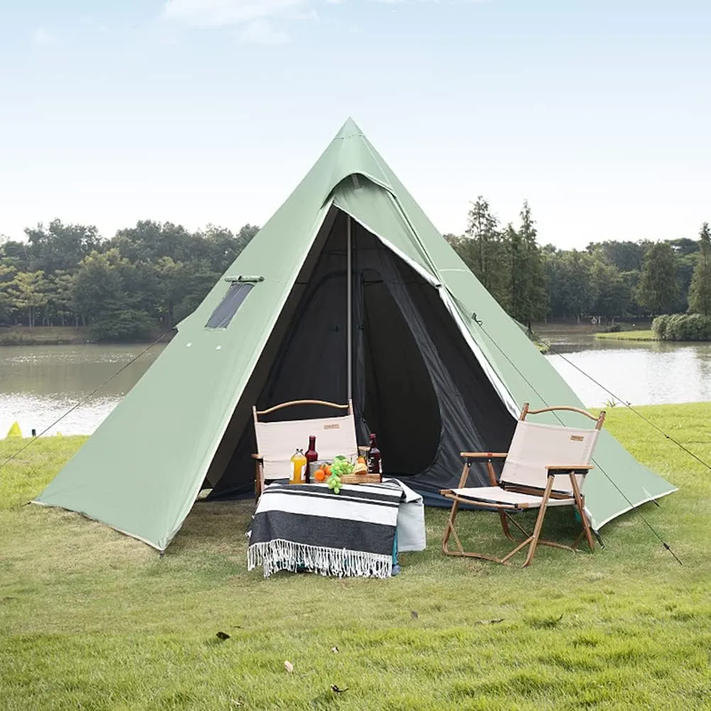 Lightweight Waterproof Camping Tent for 2-3 Person Hiking Camping Outdoor Family Tent with Top Rainfly (Green 370X200CM) (Green 370X200CM)