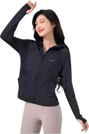 lilaBelle]Lightweight Women's Protection Jacket - Trendy UV-Blocking Outer Layer with Thumb Holes & Removable Hood for -Day Comfort【High-Quality】【Breathable Fabric】