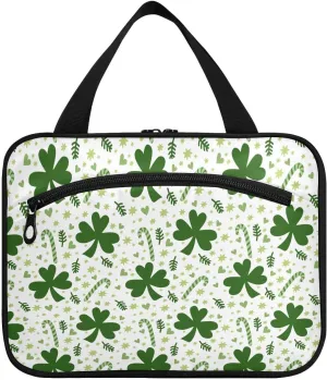 linqin Toiletry Bag for Travel, Clover Leaves Makeup Bag Large Cosmetic Bag Organizer with Hanging Hook for Women Men