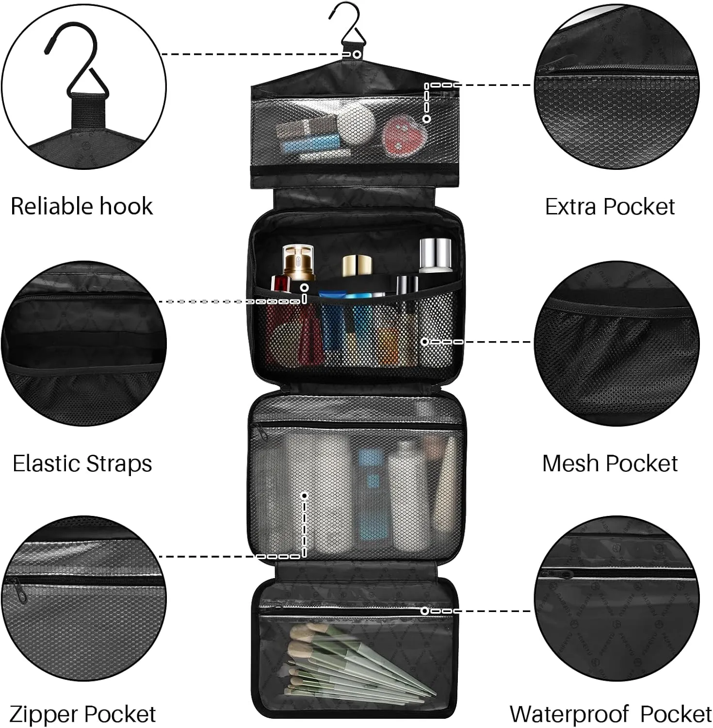 linqin Toiletry Bag for Travel, Tomato Red Makeup Bag Large Cosmetic Bag Organizer with Hanging Hook for Women Men