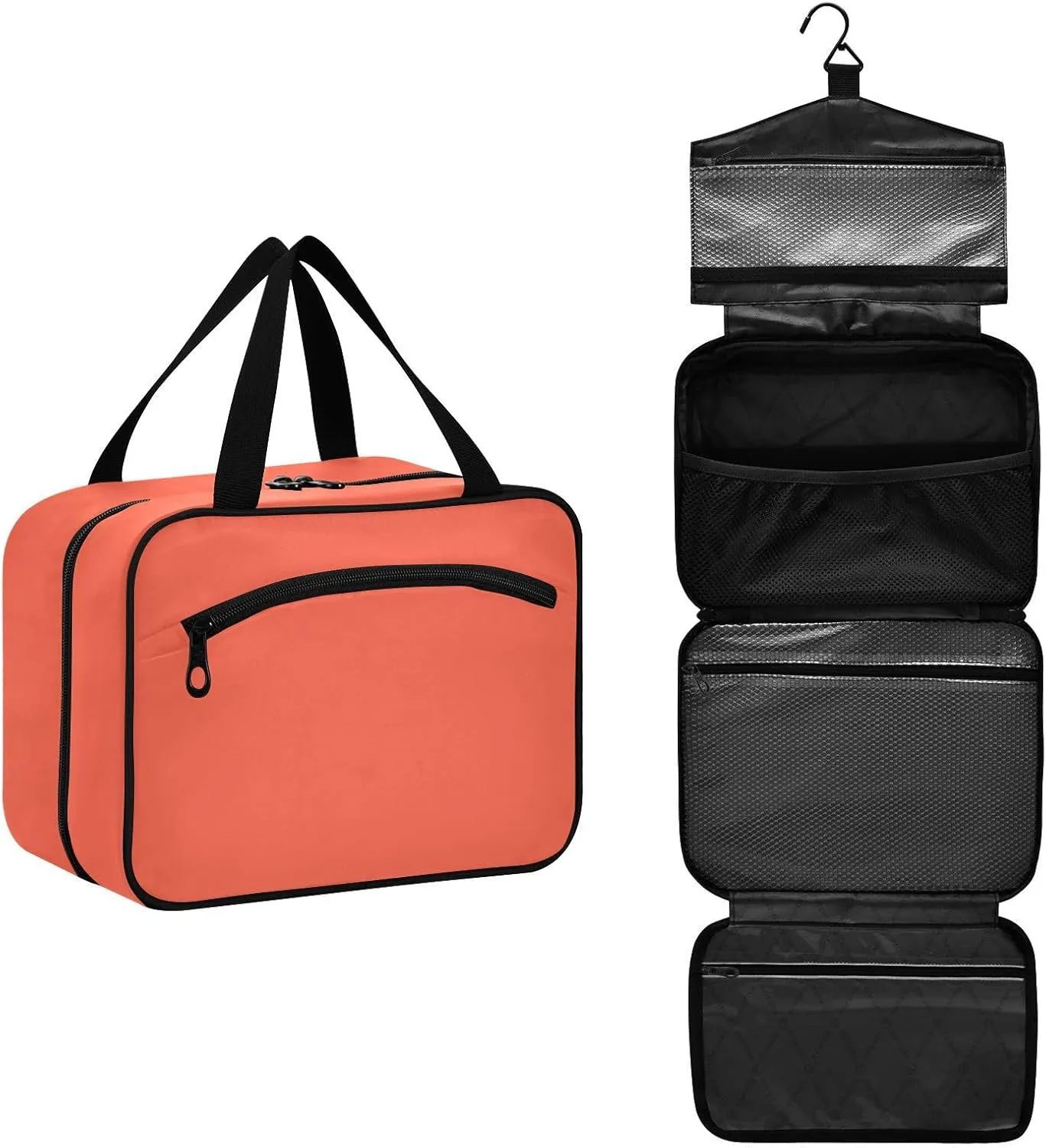 linqin Toiletry Bag for Travel, Tomato Red Makeup Bag Large Cosmetic Bag Organizer with Hanging Hook for Women Men