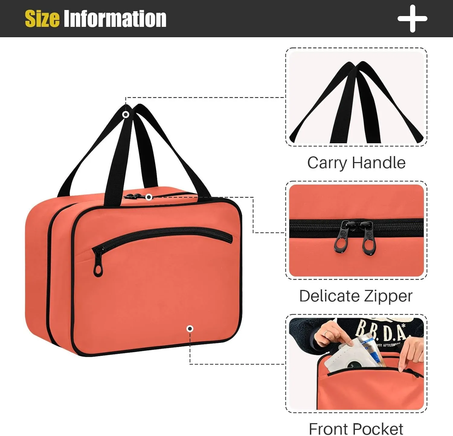linqin Toiletry Bag for Travel, Tomato Red Makeup Bag Large Cosmetic Bag Organizer with Hanging Hook for Women Men