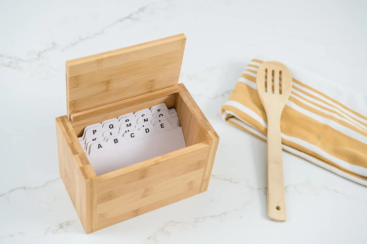 Lipper International Bamboo Wood Recipe Card Box, 7-1/2" x 4-1/2" x 5"