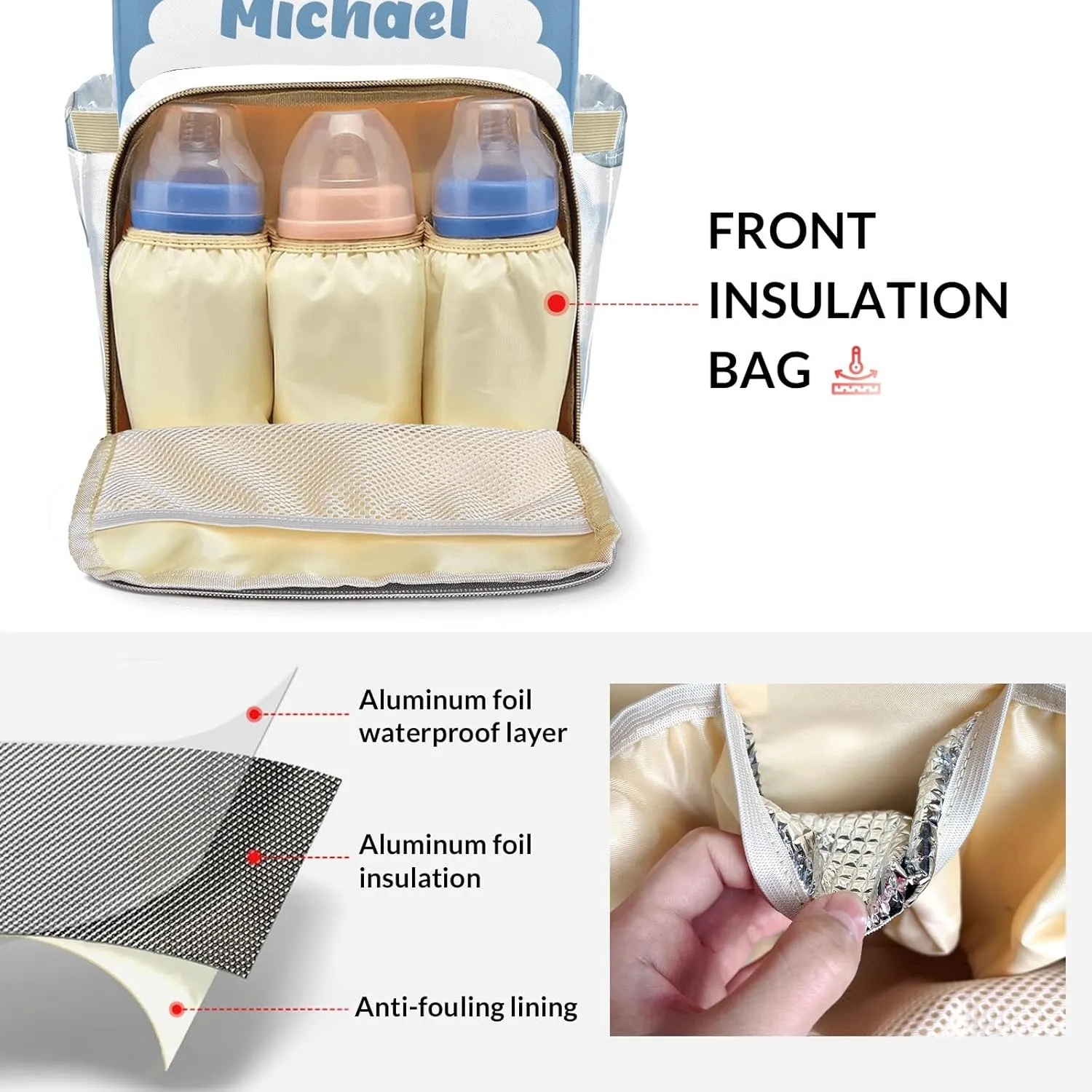 Little Crown Elephant Personalized Large Capacity Diaper Bags,Custom Name Backpack Casual Daypack Bag Nappy Bag Gifts