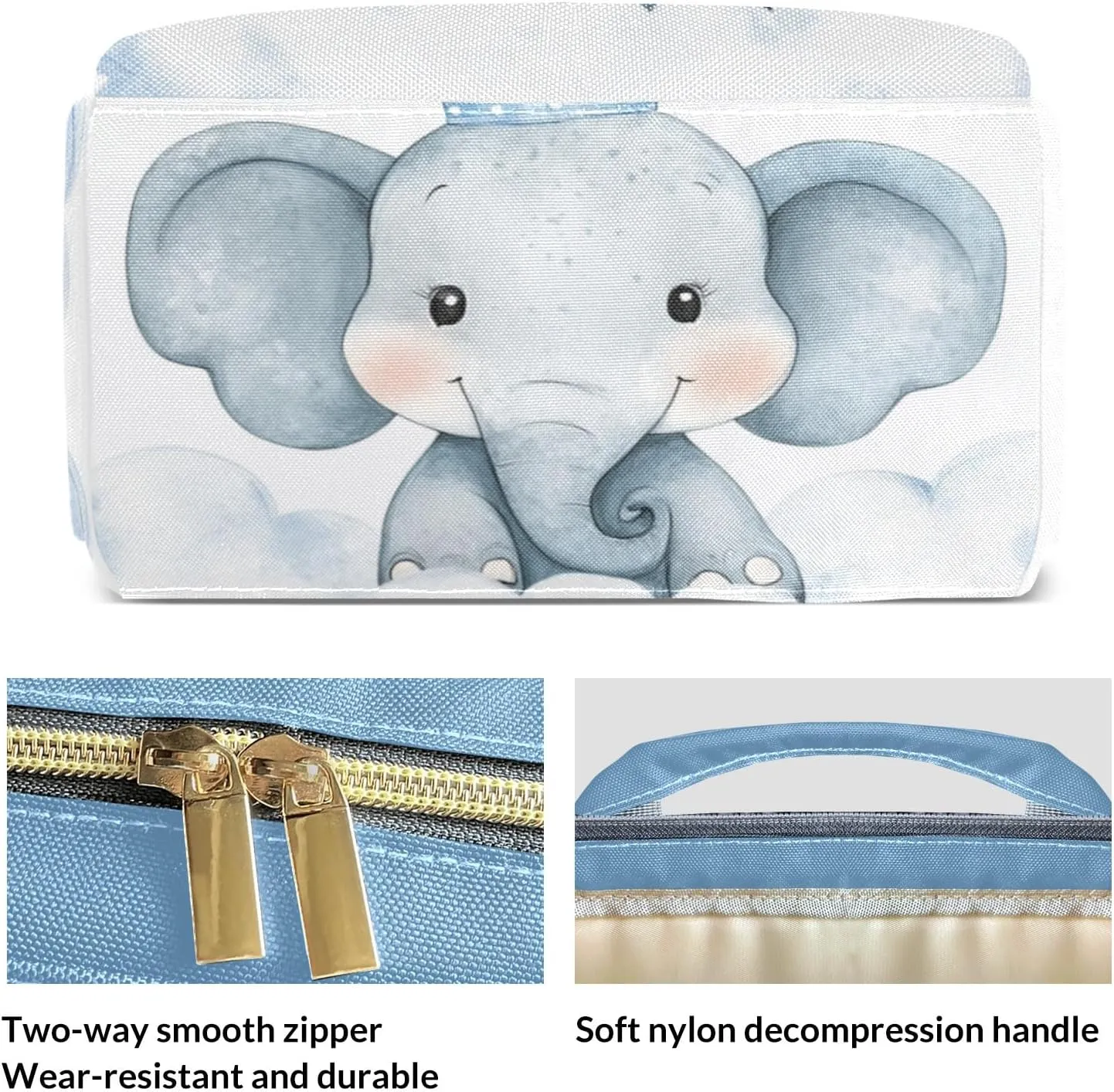 Little Crown Elephant Personalized Large Capacity Diaper Bags,Custom Name Backpack Casual Daypack Bag Nappy Bag Gifts