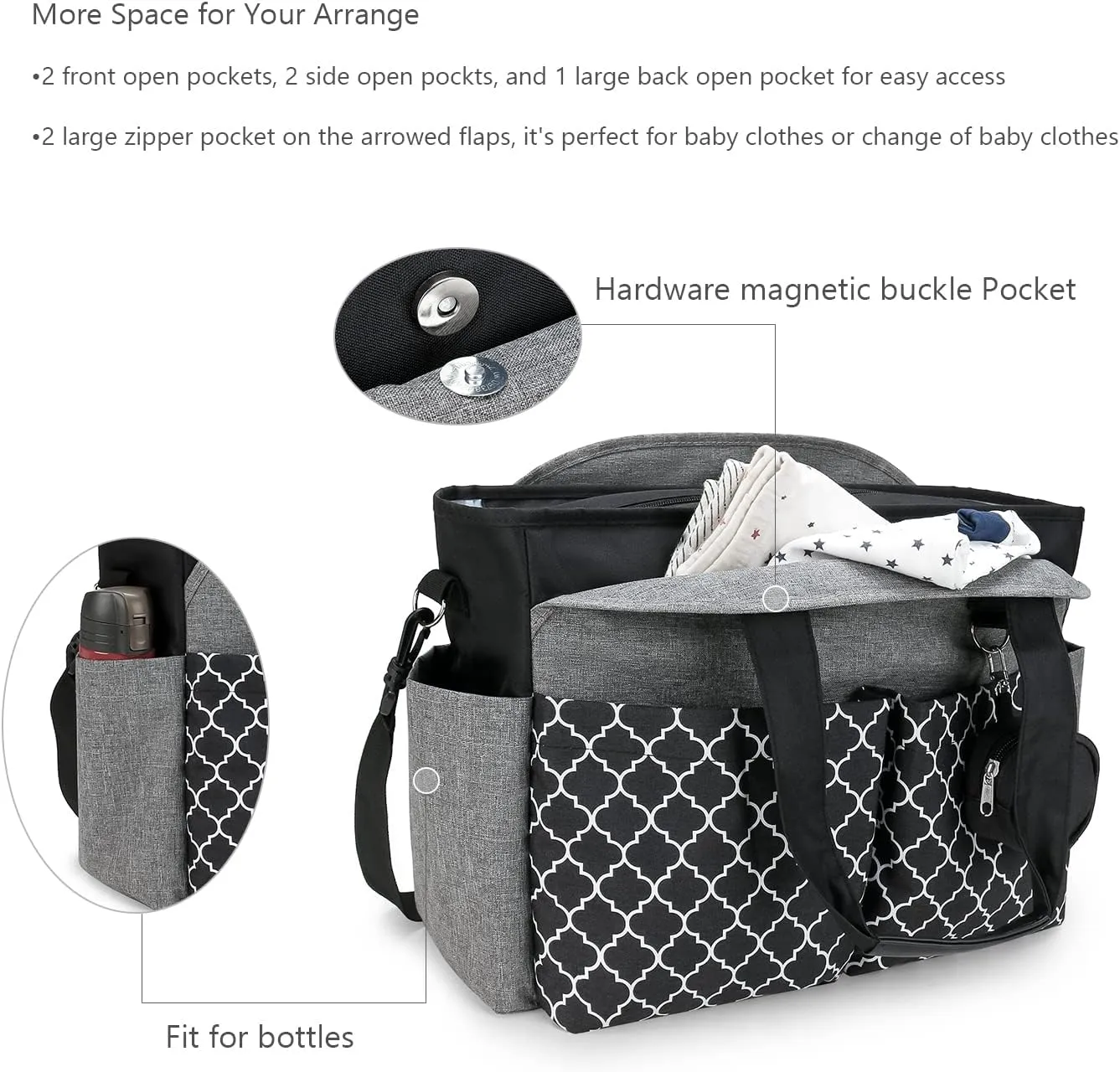 Lmbabter Diaper Bag Tote with Changing Station Upgrade Multi-Function Baby Bag with Adjustable Shoulder Strap