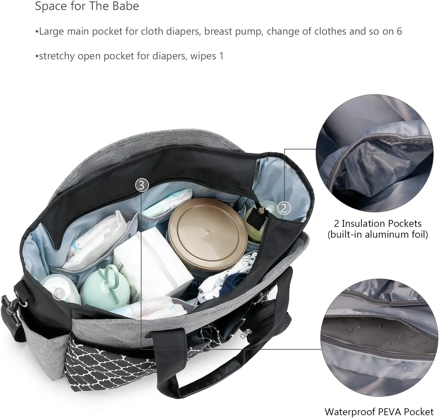 Lmbabter Diaper Bag Tote with Changing Station Upgrade Multi-Function Baby Bag with Adjustable Shoulder Strap