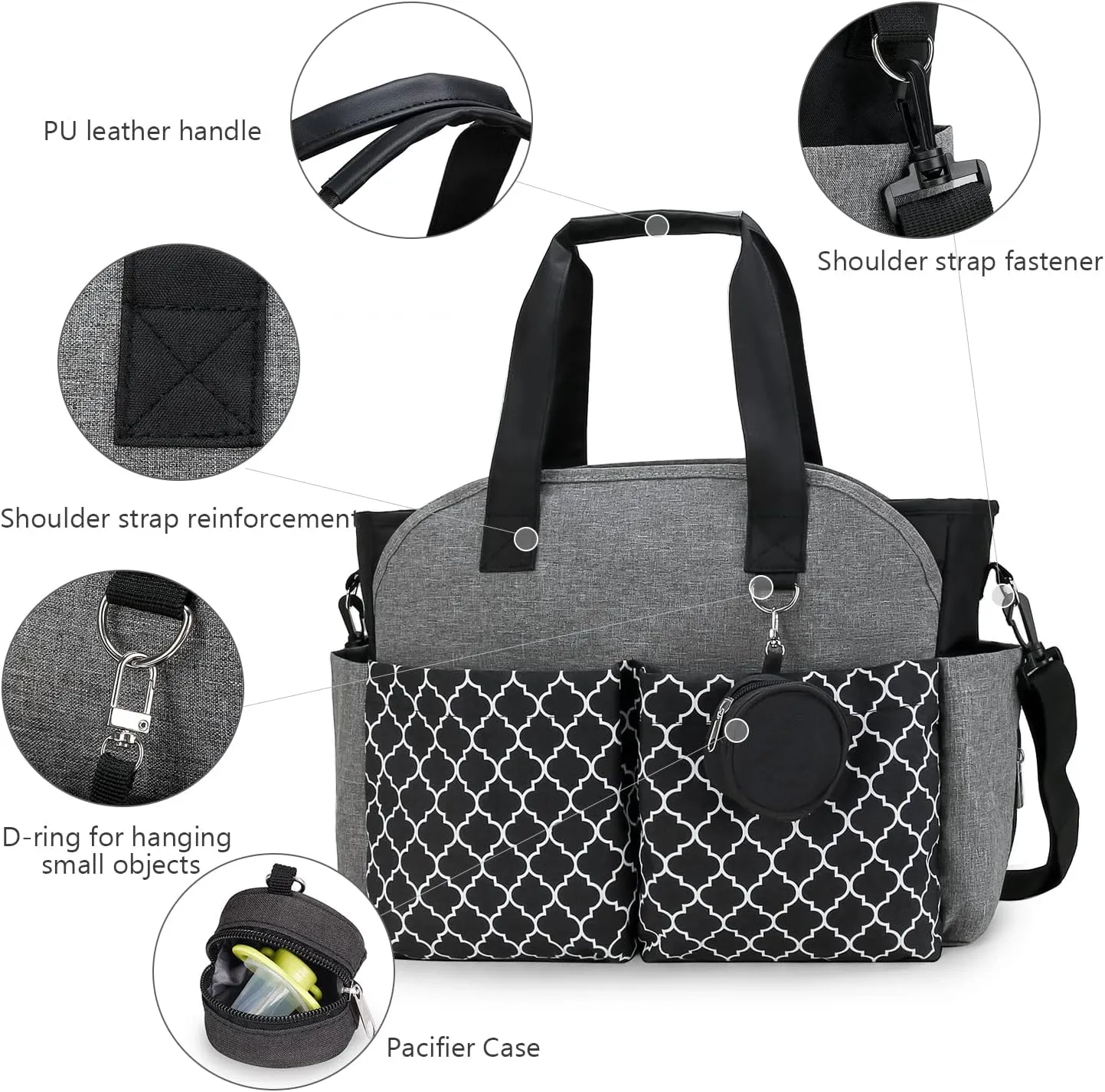 Lmbabter Diaper Bag Tote with Changing Station Upgrade Multi-Function Baby Bag with Adjustable Shoulder Strap