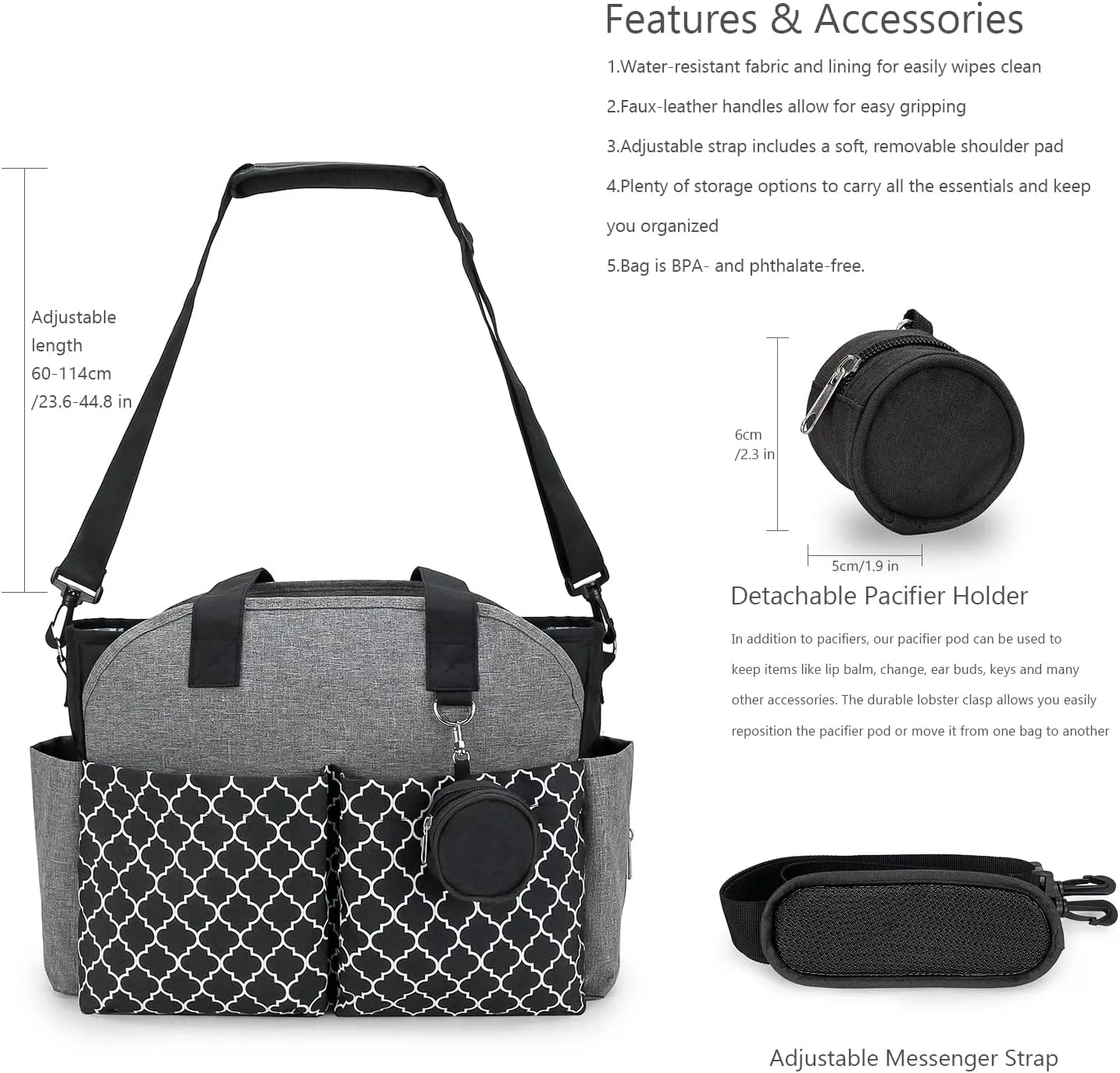 Lmbabter Diaper Bag Tote with Changing Station Upgrade Multi-Function Baby Bag with Adjustable Shoulder Strap