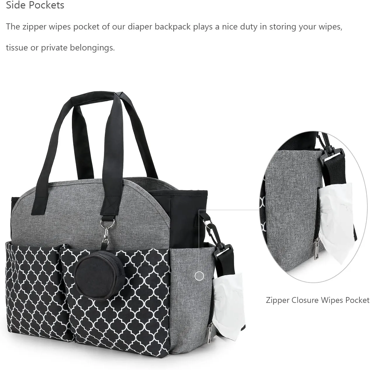 Lmbabter Diaper Bag Tote with Changing Station Upgrade Multi-Function Baby Bag with Adjustable Shoulder Strap