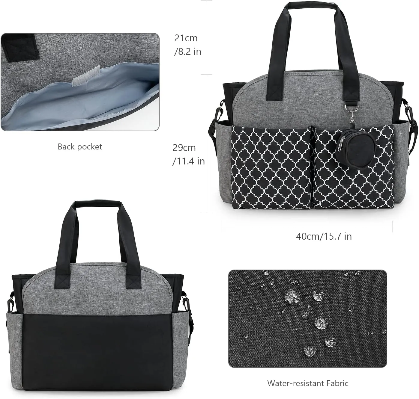 Lmbabter Diaper Bag Tote with Changing Station Upgrade Multi-Function Baby Bag with Adjustable Shoulder Strap