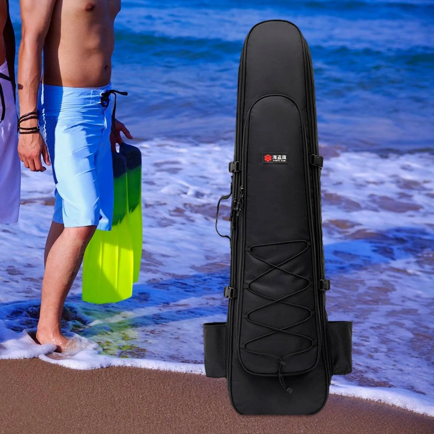 Long Fins Bag Flippers Bag Waterproof Zipper Closure Backpack Diving Bag for Spearfishing Camping Water Sports