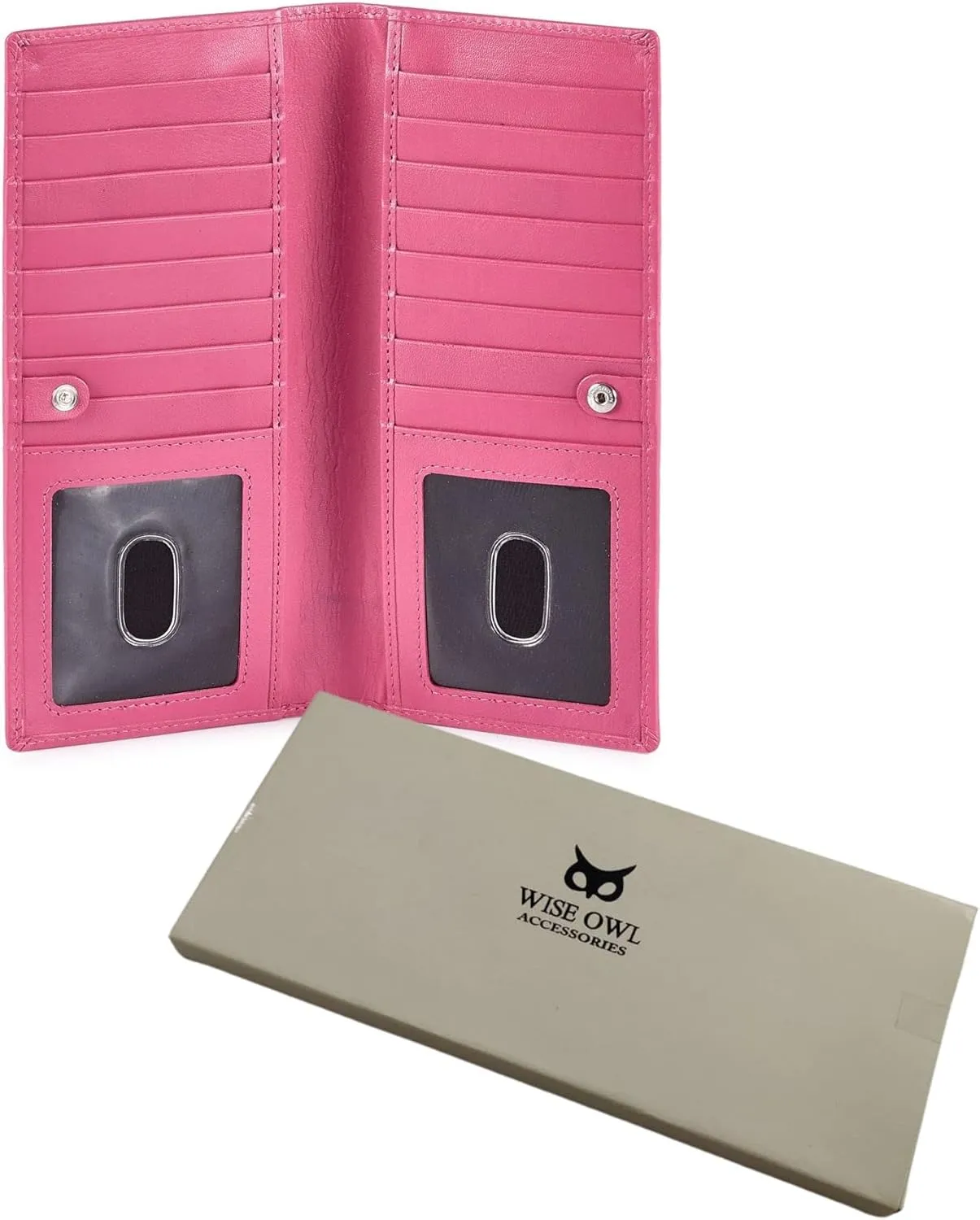 Long Wallet for Men Women Real Leather Bifold RFID Stylish Slim Handmade 2 ID Window Credit Card Holder in Gift Box