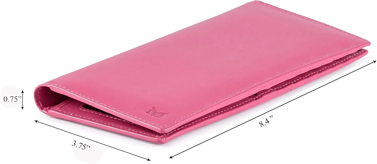 Long Wallet for Men Women Real Leather Bifold RFID Stylish Slim Handmade 2 ID Window Credit Card Holder in Gift Box