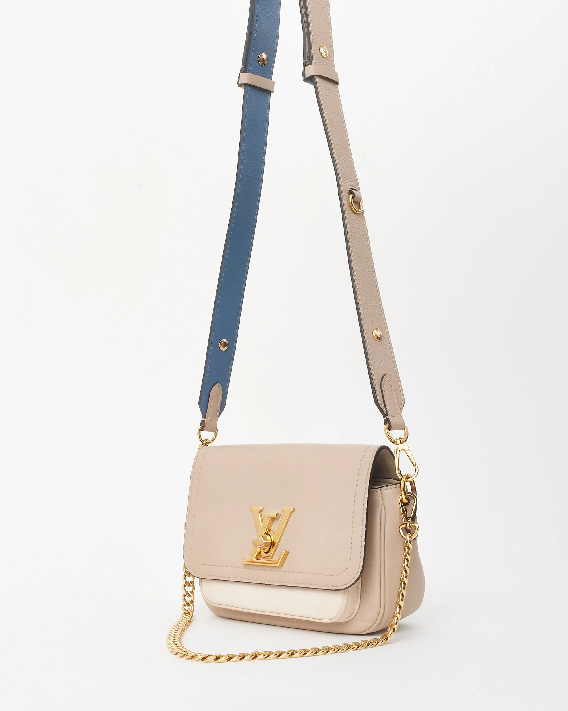 Louis Vuitton Greige Grained Leather Lockme Tender Crossbody Bag