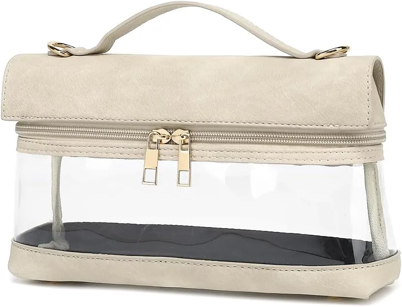 LOXOMU Clear Bag for Stadium Events, Vegan Leather Crossbody Bag for Women, Stadium Purse for Concerts