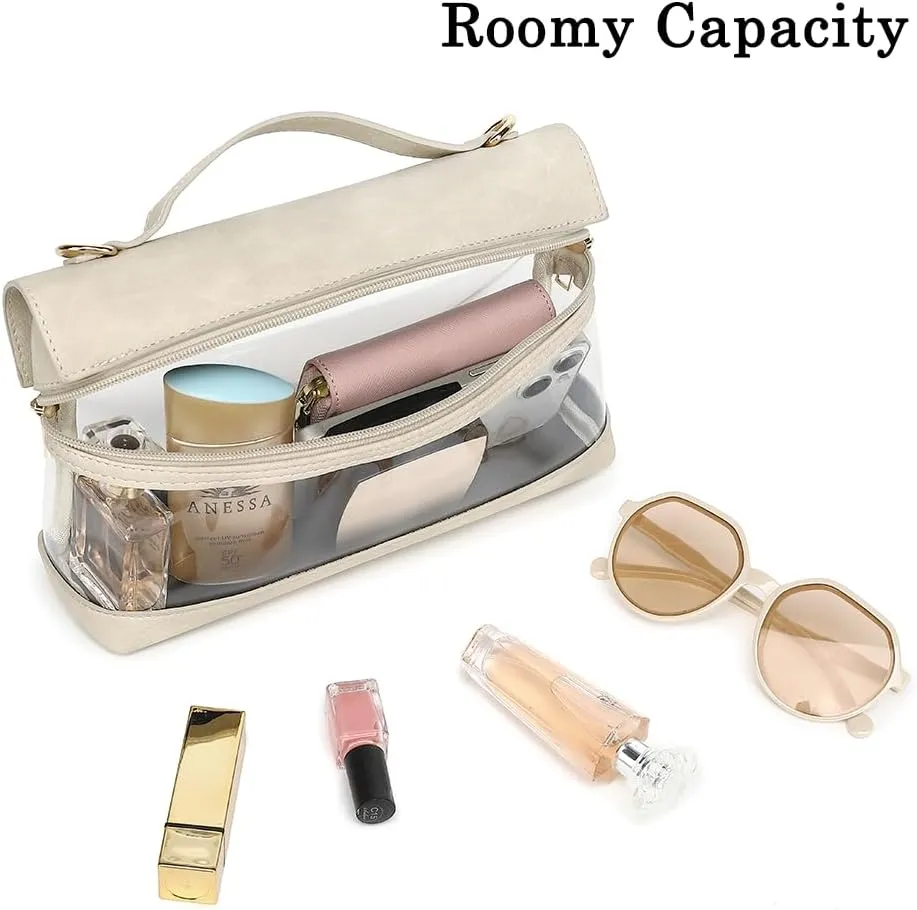 LOXOMU Clear Bag for Stadium Events, Vegan Leather Crossbody Bag for Women, Stadium Purse for Concerts