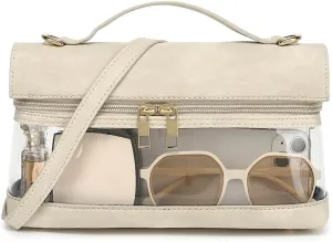 LOXOMU Clear Bag for Stadium Events, Vegan Leather Crossbody Bag for Women, Stadium Purse for Concerts