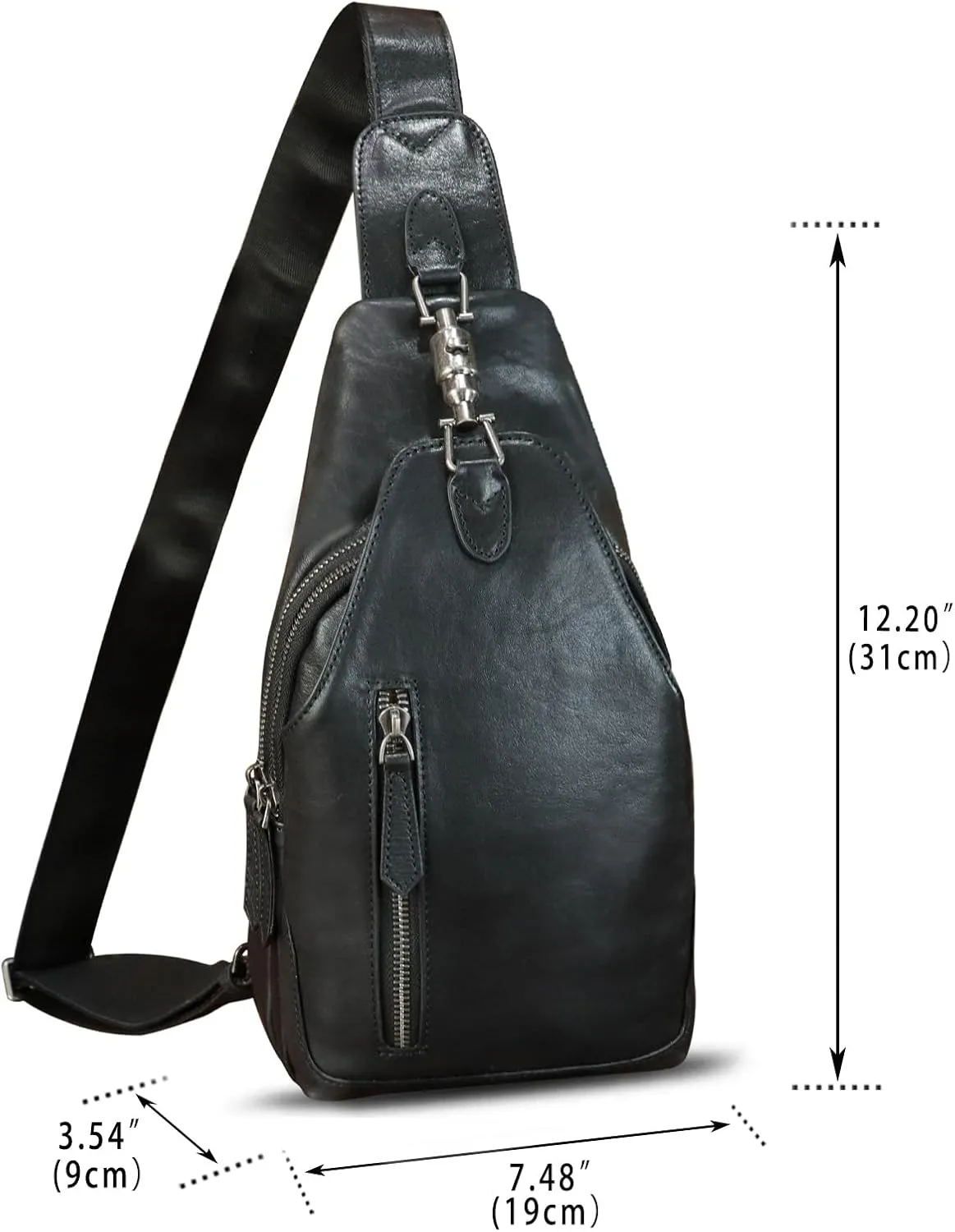 LRTO Genuine Leather Sling Bag for Men and Women Real Leather Shoulder Crossbody Bag Chest Bag Sling Backpack Purse