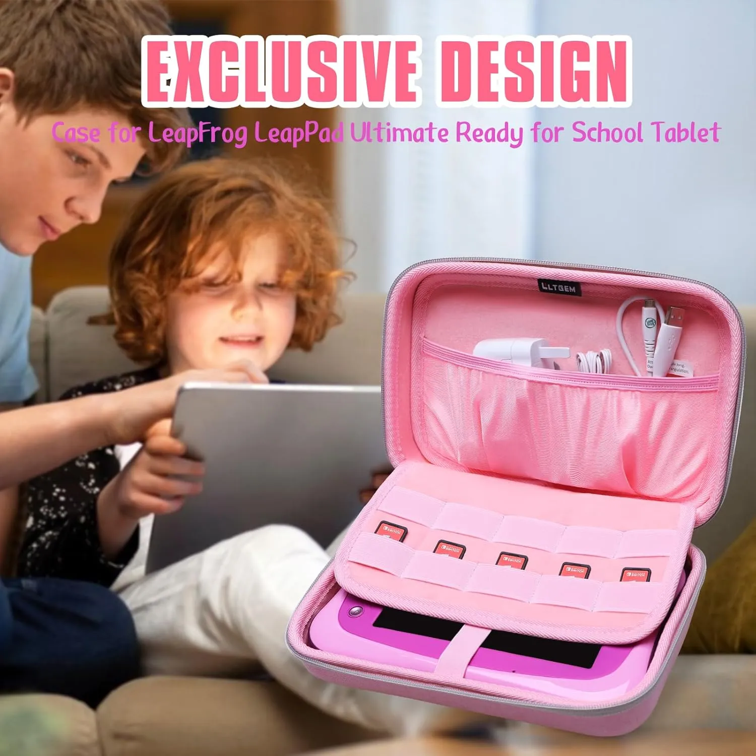 LTGEM Hard Case for Leapfrog LeapPad Ultimate Ready for School Tablet - Travel Protective Carrying Storage Bag (Pink)