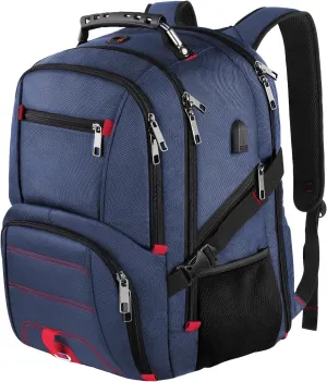 LTINVECK Extra Large 50L Travel Laptop Backpack, Computer bag Backbag with USB Charging Port, TSA Friendly Durable Big RFID Heavy Duty Business Tech Backpack Fits 17 Inch Laptops for Men Women, Blue