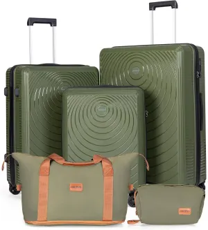Luggage Sets 5 Piece, Suitcases with Wheels, Hardshell Suitcase Set, PP Carry on Luggage Set with TSA Lock, Travel Luggage