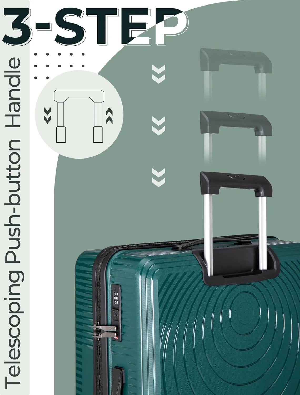 Luggage Sets 5 Piece, Suitcases with Wheels, Hardshell Suitcase Set, PP Carry on Luggage Set with TSA Lock, Travel Luggage