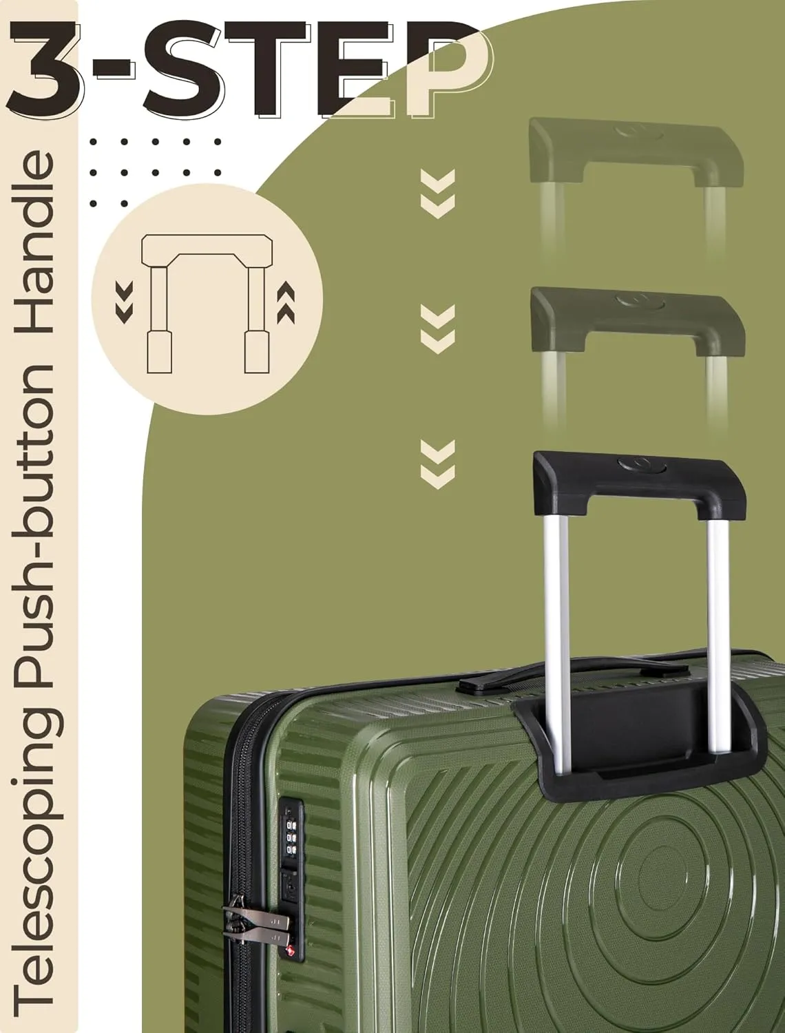 Luggage Sets 5 Piece, Suitcases with Wheels, Hardshell Suitcase Set, PP Carry on Luggage Set with TSA Lock, Travel Luggage