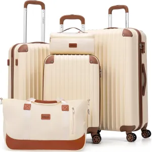 Luggage Sets 5 Piece Suitcases with Wheels, Suitcase Set ABS Hard Case Luggage with TSA Lock Spinner Wheels Durable Travel Luggage