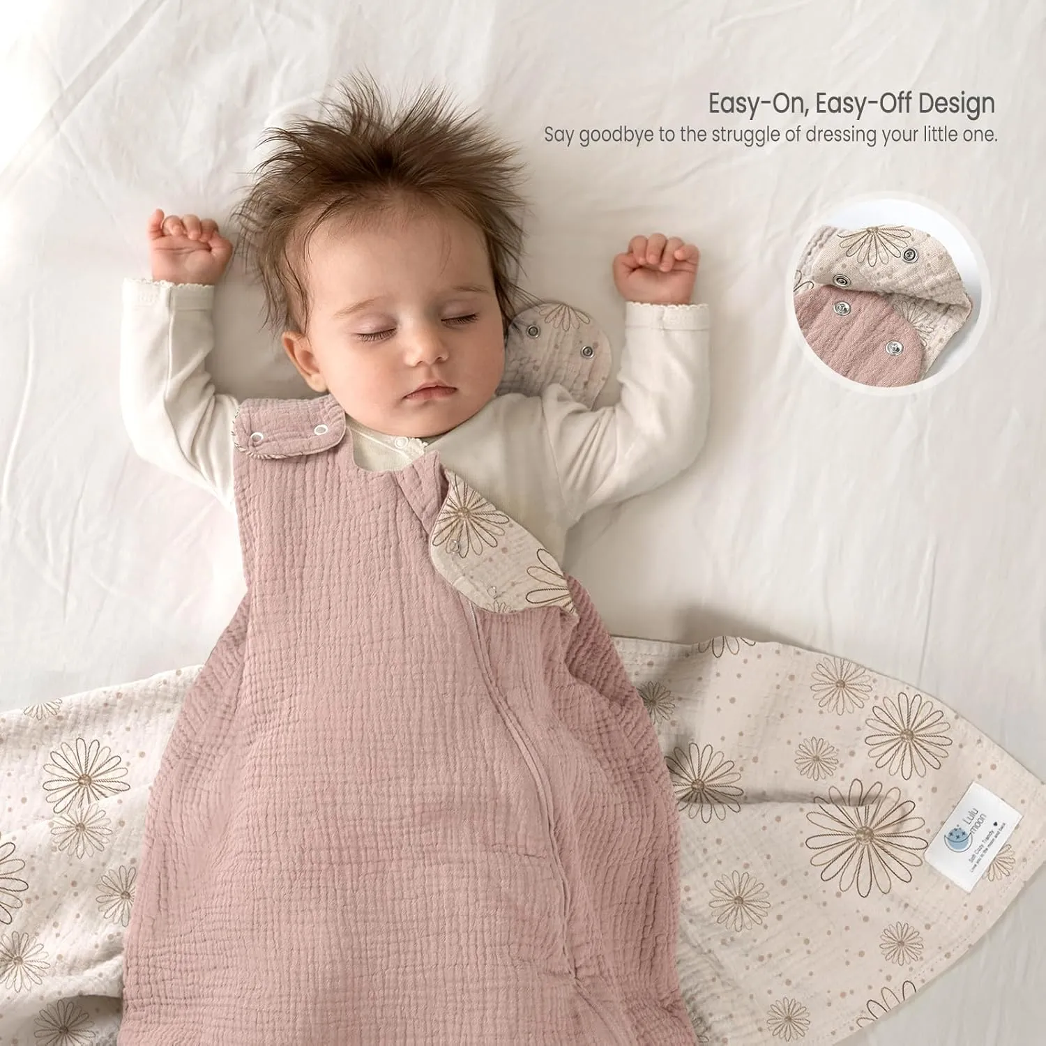 lulumoon Sleep Sack Muslin for Baby: Cotton Wearable Blanket for 3-9 Months - Soft Lightweight Ideal for Nursery Lounge Nighttime Naptime