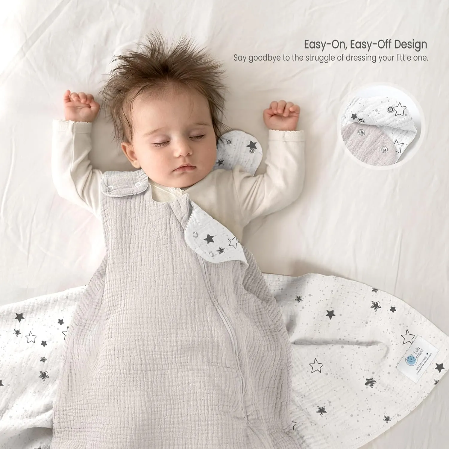 lulumoon Sleep Sack Muslin for Baby: Cotton Wearable Blanket for 9-15 Months - Soft Lightweight Ideal for Nursery Lounge Nighttime Naptime