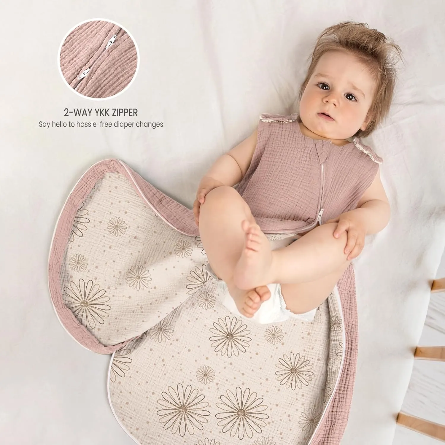 lulumoon Sleep Sack Muslin for Baby: Cotton Wearable Blanket for 9-15 Months - Soft Lightweight Ideal for Nursery Lounge Nighttime Naptime