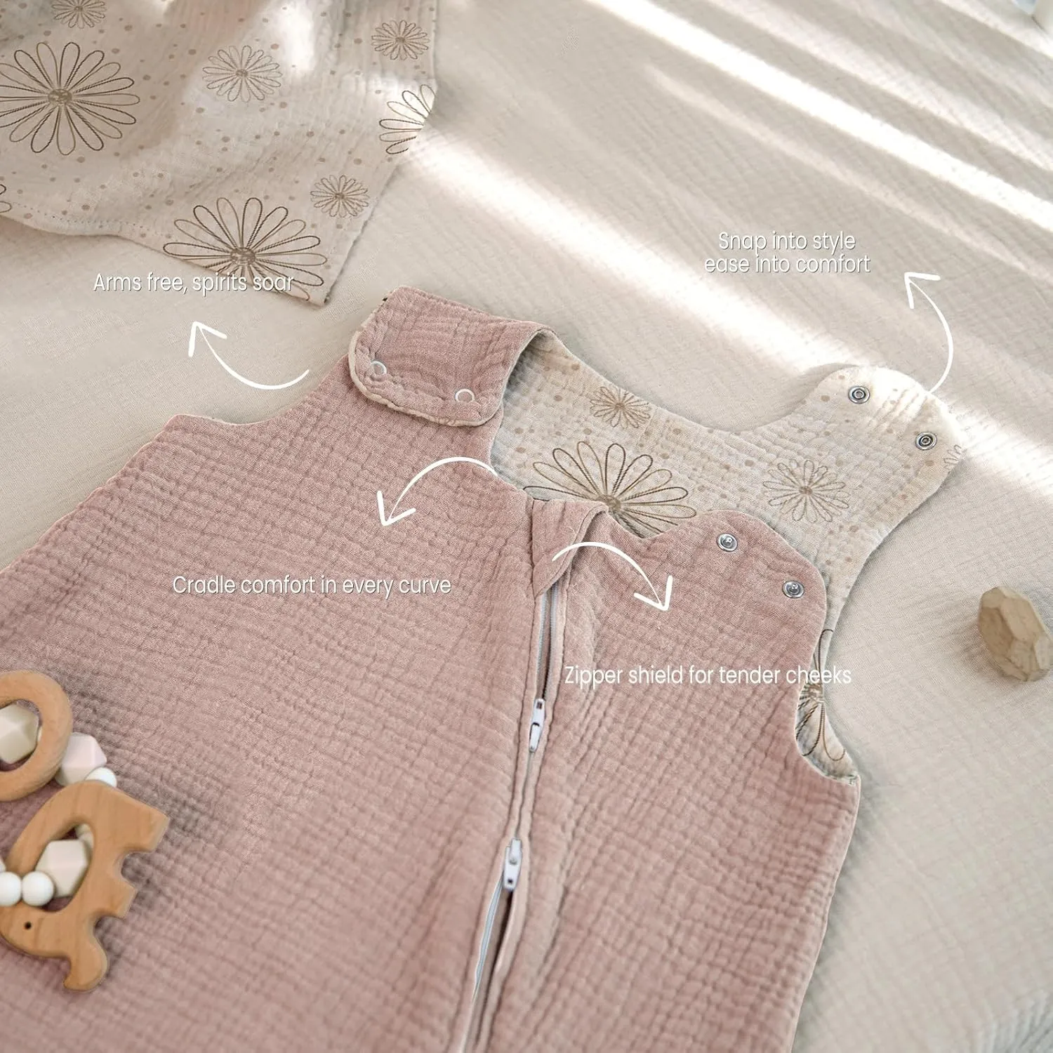 lulumoon Sleep Sack Muslin for Baby: Cotton Wearable Blanket for 9-15 Months - Soft Lightweight Ideal for Nursery Lounge Nighttime Naptime
