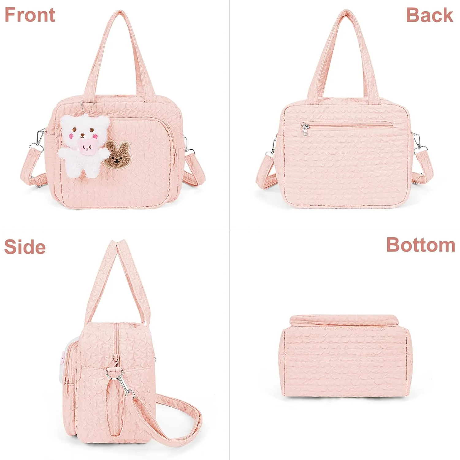 Lushandy Baby Diaper Bag Tote, Cute Mommy Nappy Crossbody Travel Tote, Multifunction Storage Bag