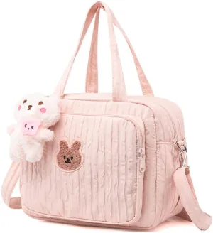 Lushandy Baby Diaper Bag Tote, Cute Mommy Nappy Crossbody Travel Tote, Multifunction Storage Bag