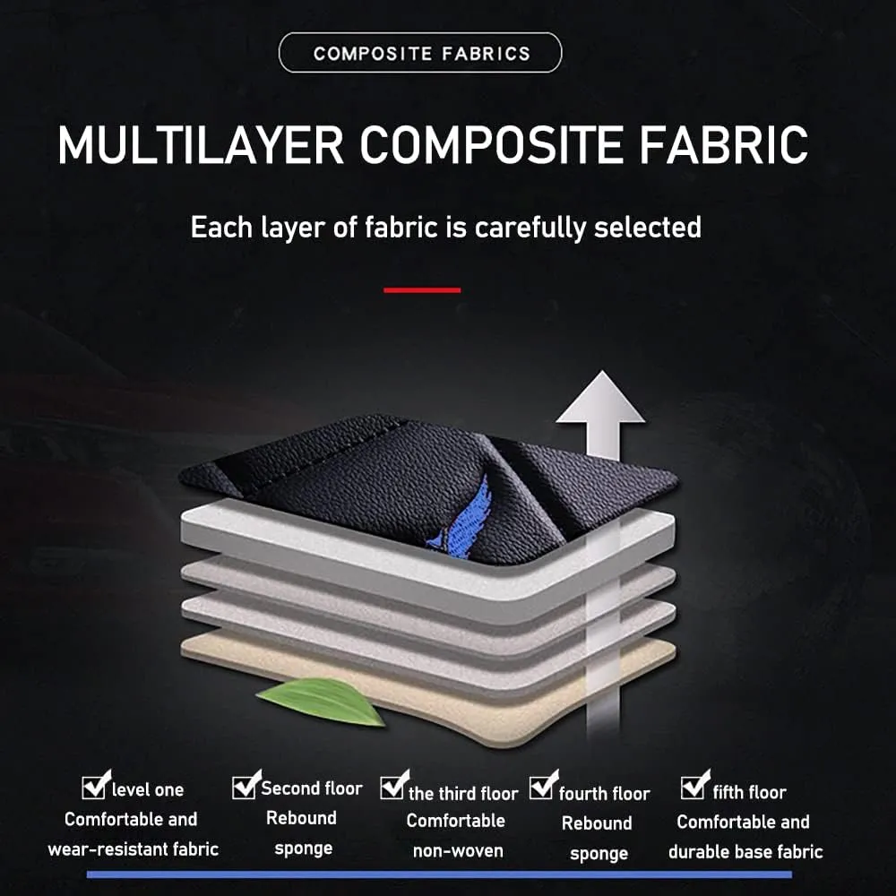 Luxury 2 Seats Car Seat Covers Protectors for Subaru Ascent 2019-2025, Back Storage Bag Design & Headrest Pillow & Lumbar Support Black & Blue Line