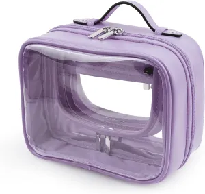 Lychii TSA Approved Toiletry Bag, Clear Travel Bag for Liquids Toiletries, Makeup Cosmetic Bag Organizer, Carry on Travel Accessories Essentials, Purple