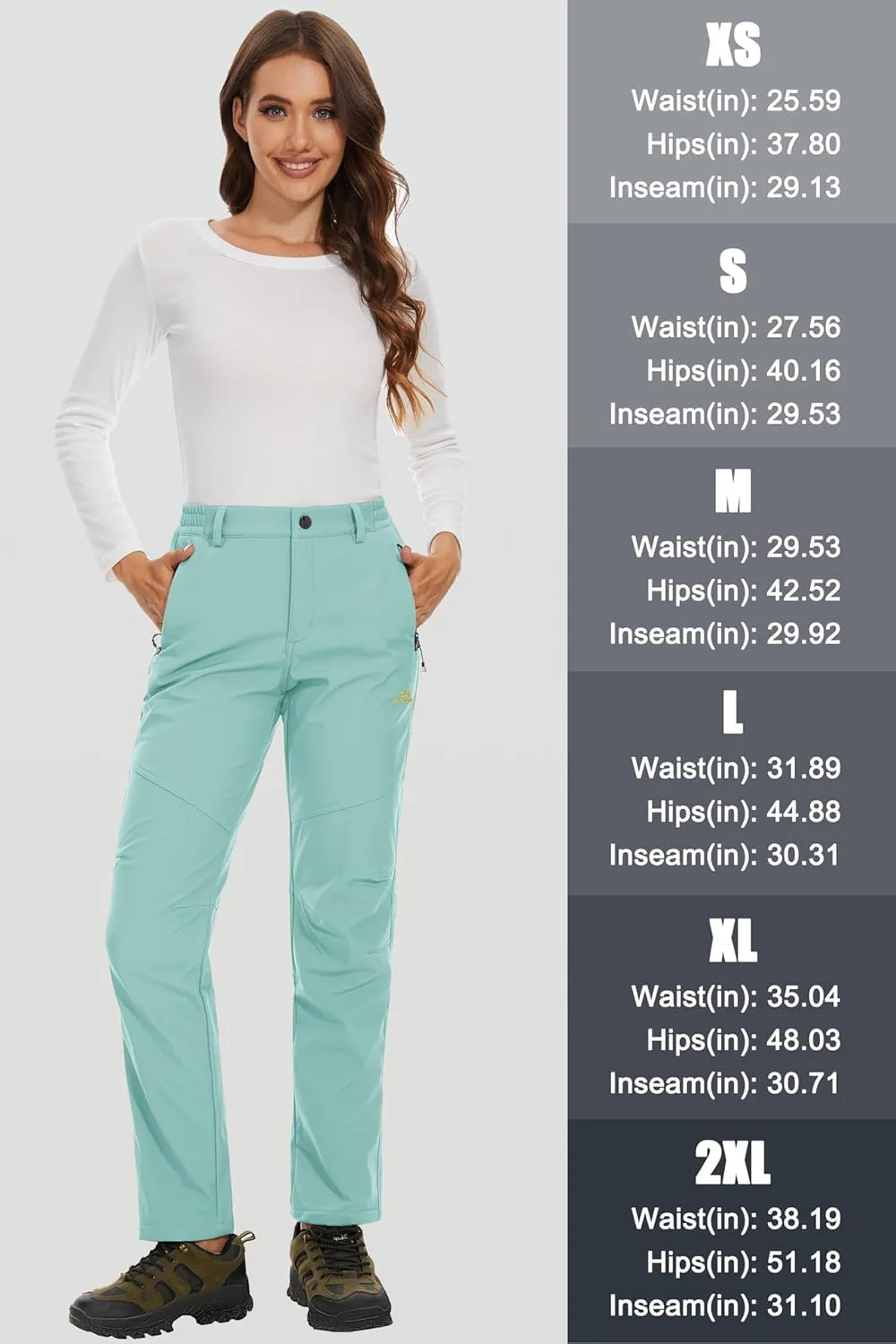 MAGCOMSEN Women's Fleece Lined Waterproof Insulated Softshell Pants Outdoor Snow Ski Pants Winter Warm Hiking Pants