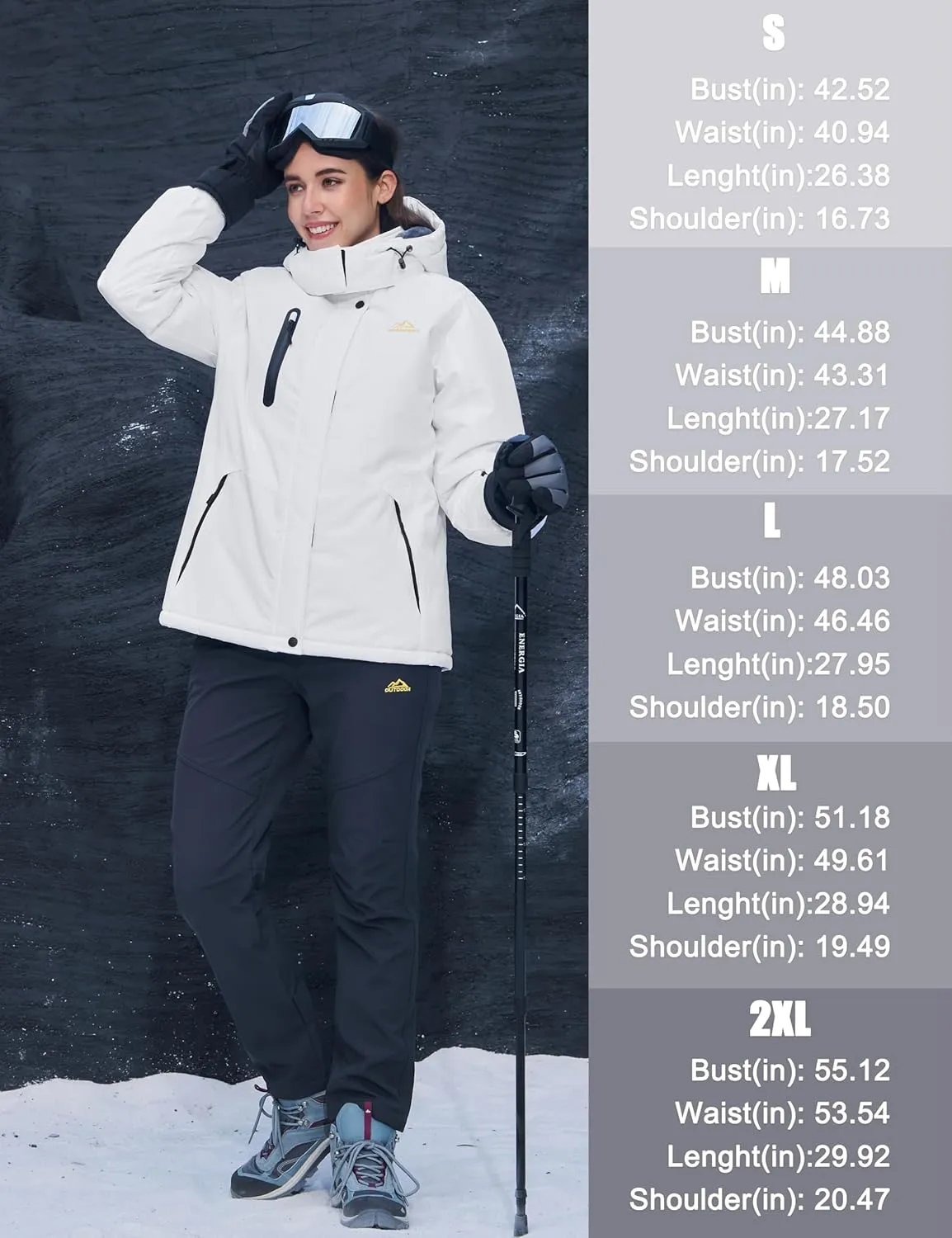 MAGCOMSEN Women's Winter Coats Waterproof Insulated Snow Ski Jacket Hood Fleece Lined Warm Mountain Snowboarding Windbreaker