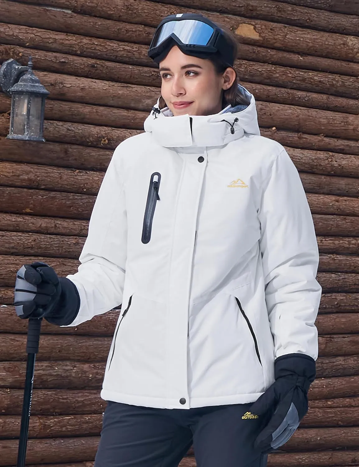 MAGCOMSEN Women's Winter Coats Waterproof Insulated Snow Ski Jacket Hood Fleece Lined Warm Mountain Snowboarding Windbreaker
