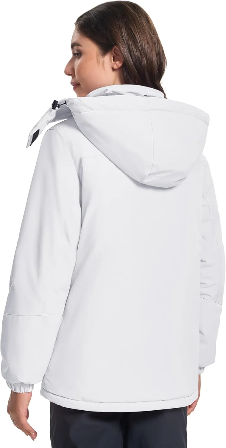 MAGCOMSEN Women's Winter Coats Waterproof Insulated Snow Ski Jacket Hood Fleece Lined Warm Mountain Snowboarding Windbreaker