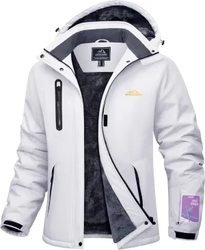 MAGCOMSEN Women's Winter Coats Waterproof Insulated Snow Ski Jacket Hood Fleece Lined Warm Mountain Snowboarding Windbreaker
