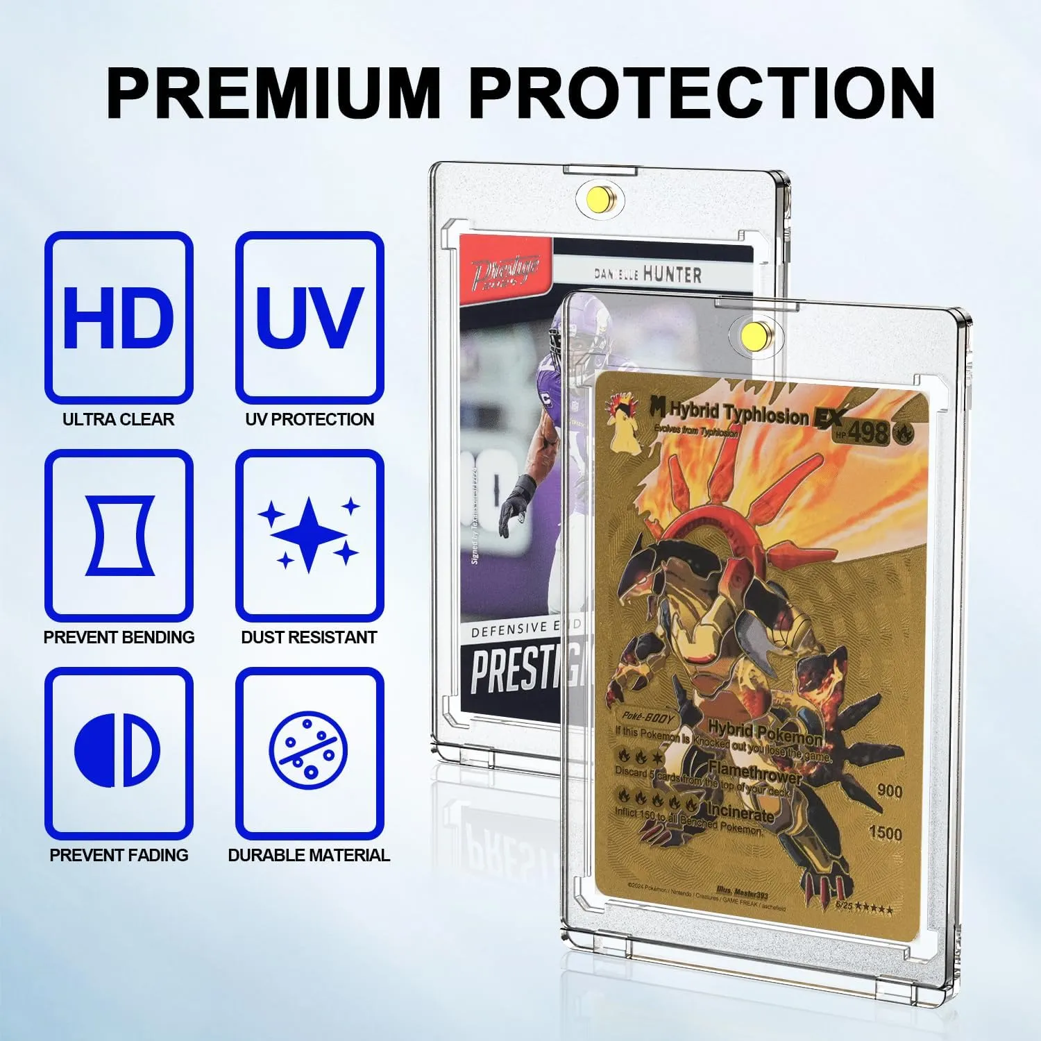Magnetic Card Holder 35pt One Touch for Trading Cards Holder Card Protectors Hard Plastic Magnetic Card Case for Sports Card Baseball Card and Game Card Holder Display Case (100 Pack)