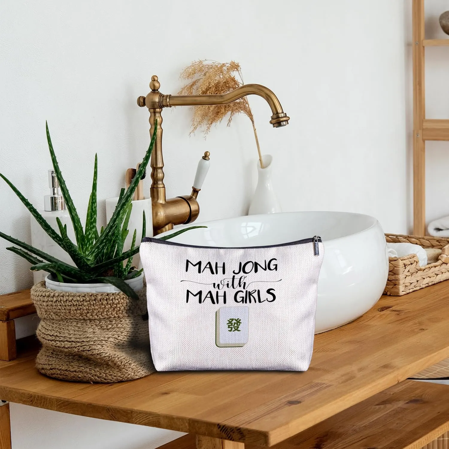 Mahjong Gifts for Women - Funny Mahjong Makeup Bag with Mah Girls Cosmetic and Toiletry Bag Accessories
